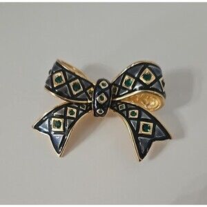 Joan Rivers Blue Black Enamel Brooch #0028